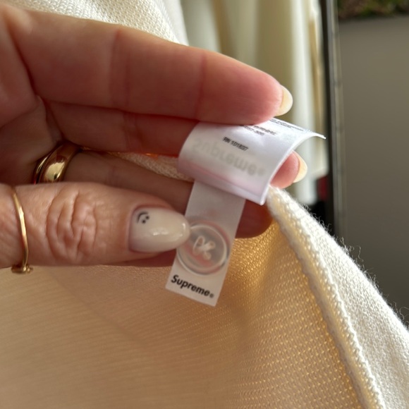 Supreme Contrast Stitch Button Up Sweater in Natural - Picture 10 of 10